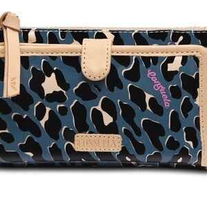 Consuela DANNI Slim Wallet, Leopard Print Blue and Cream Wallet